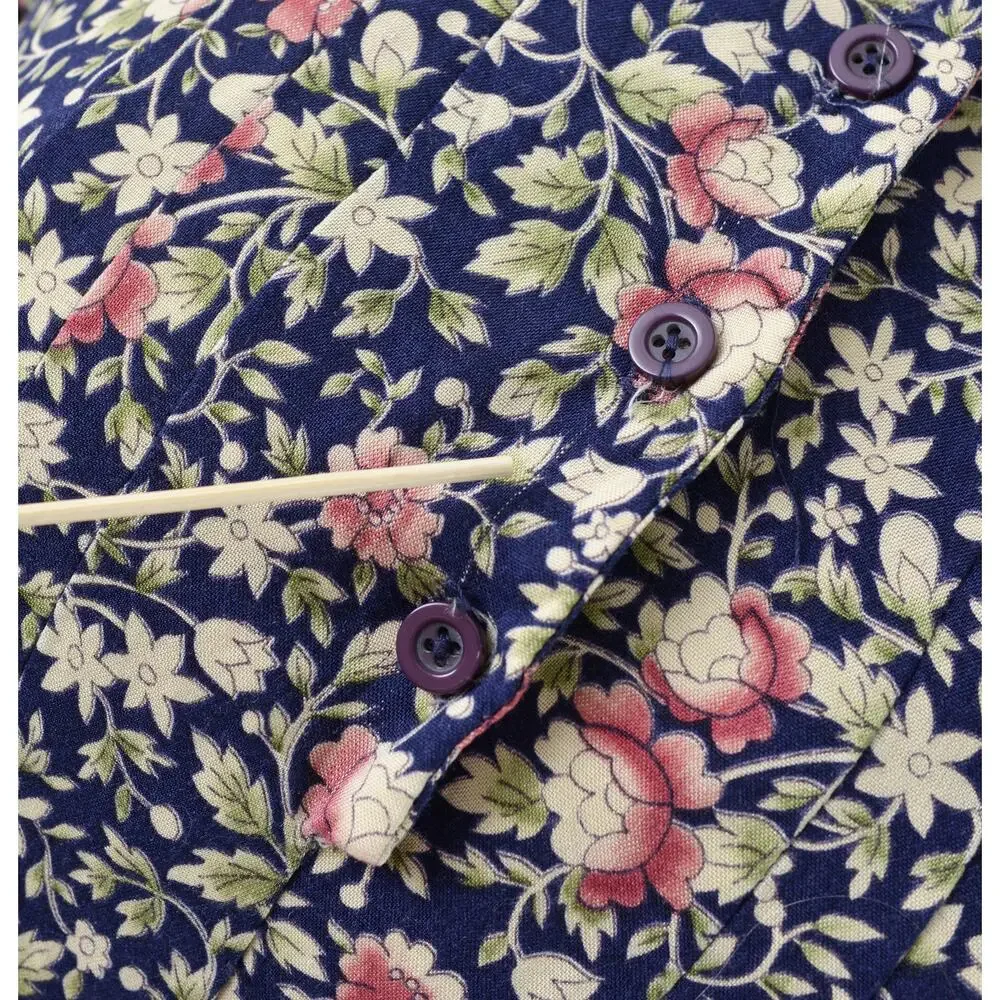 Vintage 70s Floral Babydoll Peter Pan Lace Collared Midi Dress with Pockets S - Picture 9 of 10